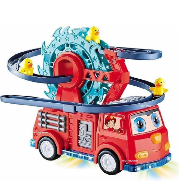 Skstore Fire Rail Car Duck Swivel Slide Funny Automatic Stair Climbing Ducklings Cartoon  (Multicolor)