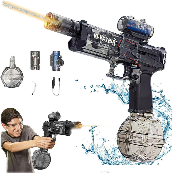 Ultimate Battle Blaster,Long Range Electric Water Blaster with Light, Battle Blasters, Aqua Combat Light Blaster, Aquablaster Water Gun, Ultimate Water Blaster, Electric Gatling Water Gun (Black)
